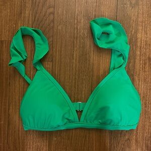 J.Crew Ruffle Shoulder V-neck Bikini Top